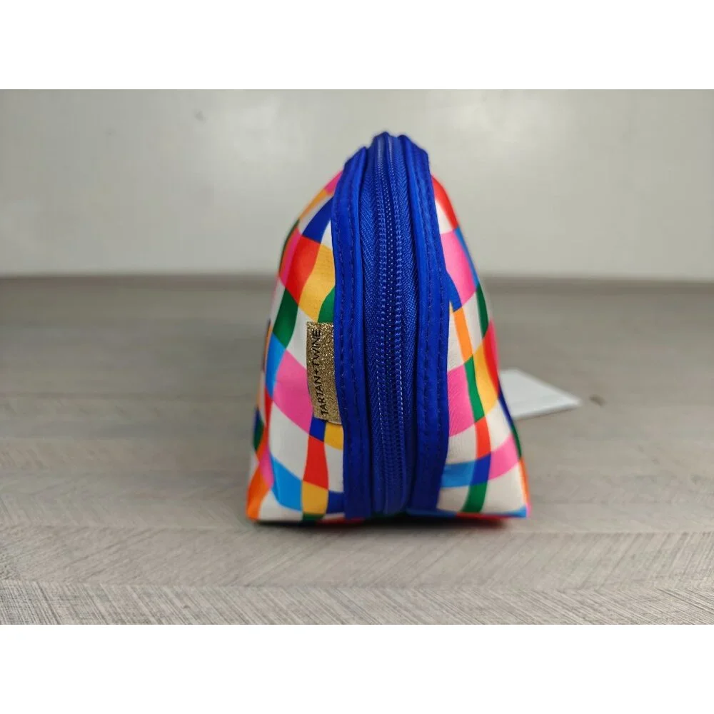 Tartan + Twine Bright Multicolor Round Top Cosmetic Bag Makeup Organizer